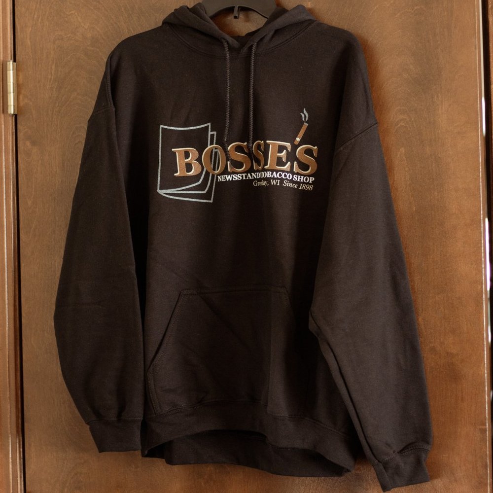 Bosse's News Green Bay Black Hooded Sweatshirt v2